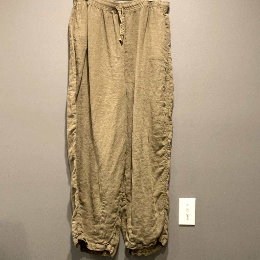 Topshop Olive Drawstring Wide-Leg Track Pants